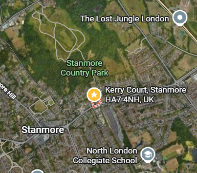 Map showing the area around Stanmore station